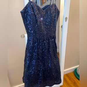 navy sequin-covered b. darlin dress (PERFECT for eras tour !)